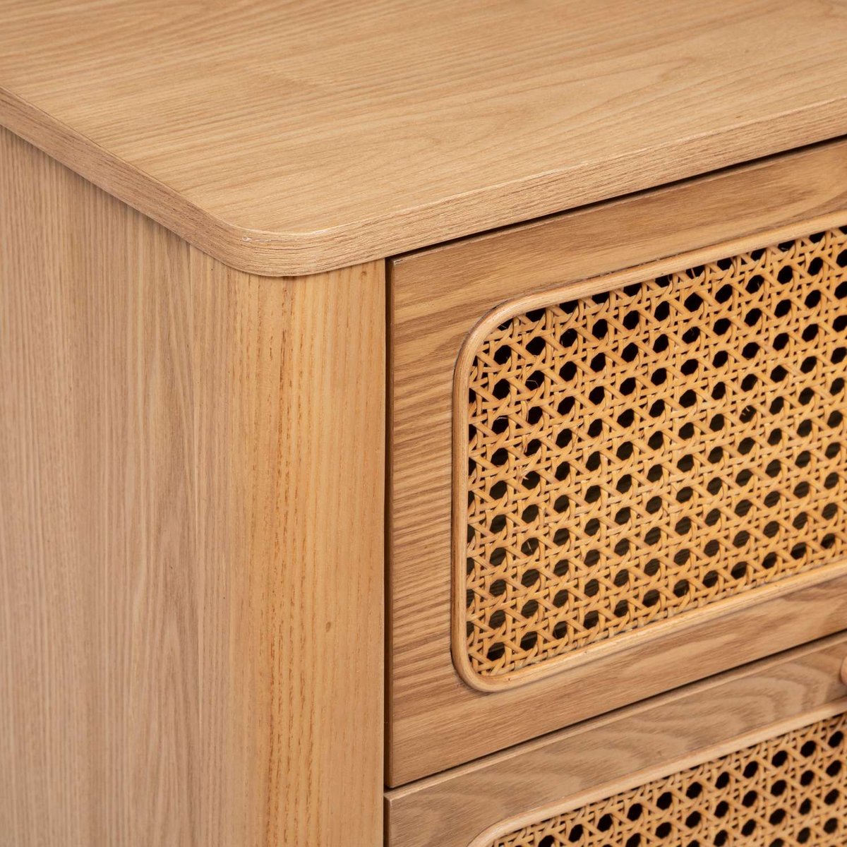 Chiffonnier 4 tiroirs en cannage TIRIA marron, ATMOSPHERA