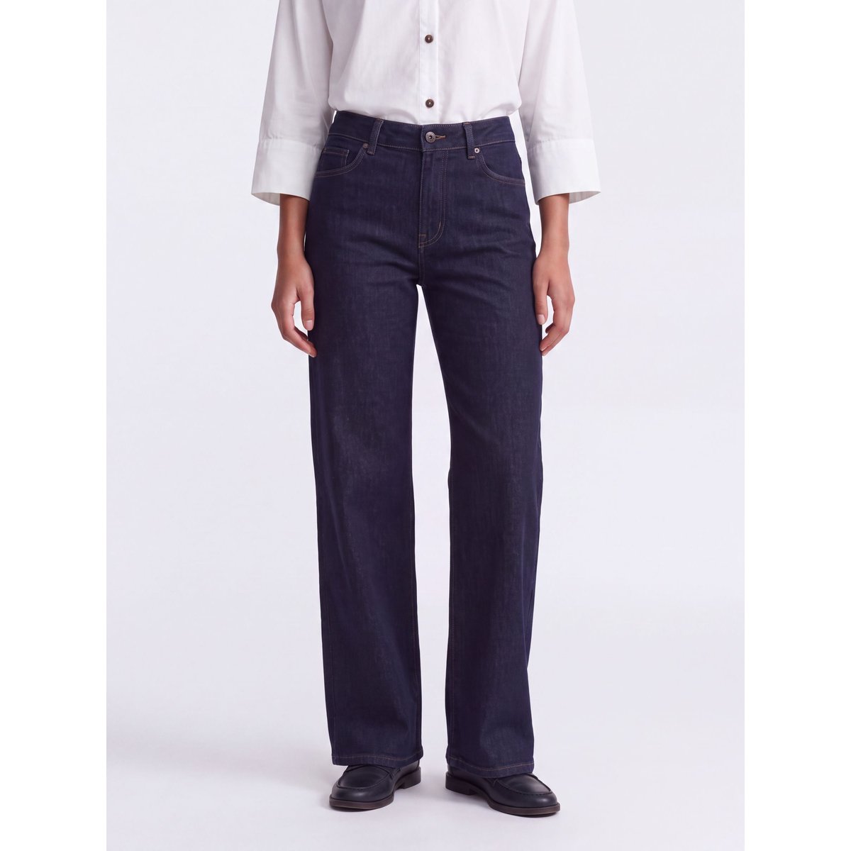 Jean À Jambe Large dark blue denim 1, ONLY