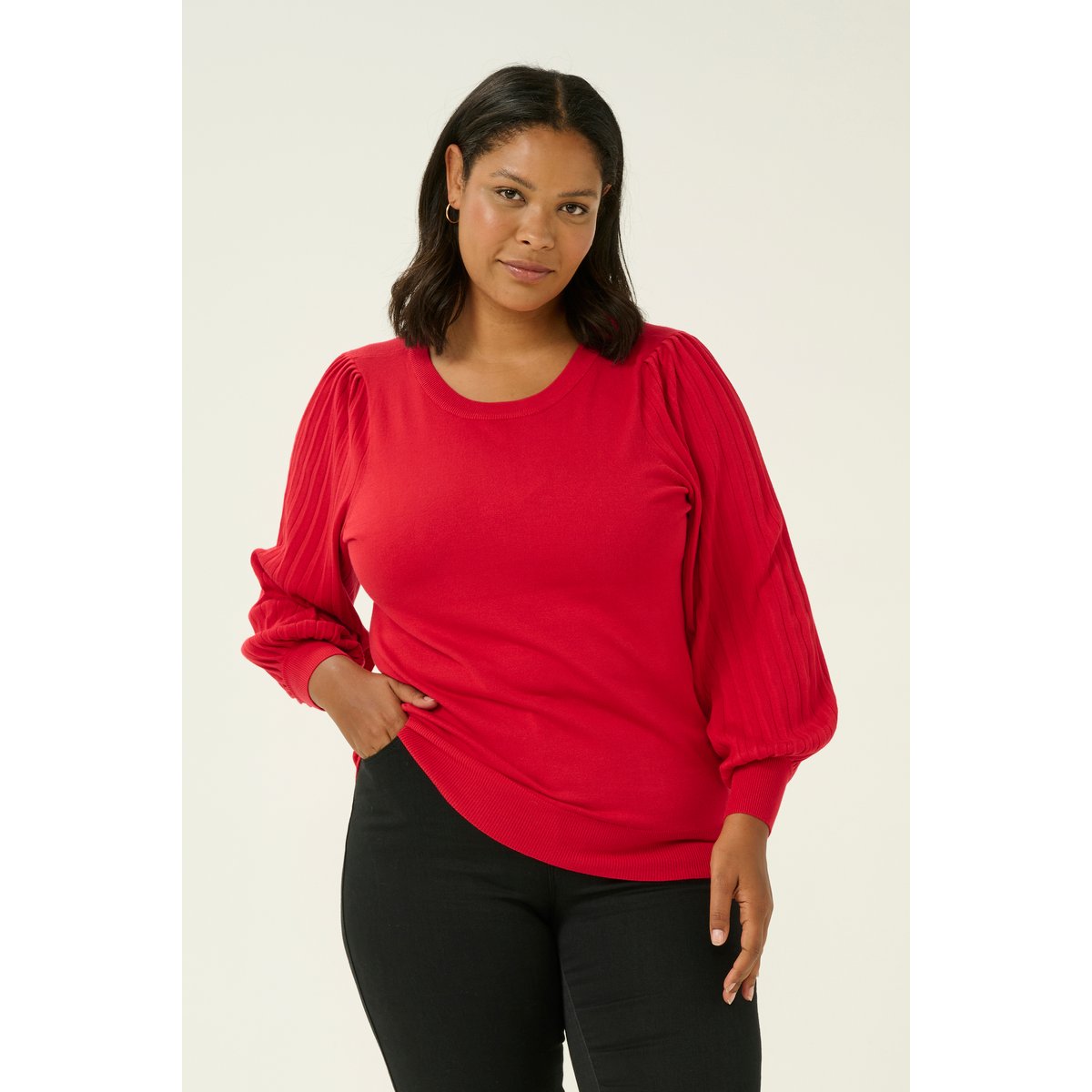 Pullover tricoté rouge haute red, KAFFE CURVE