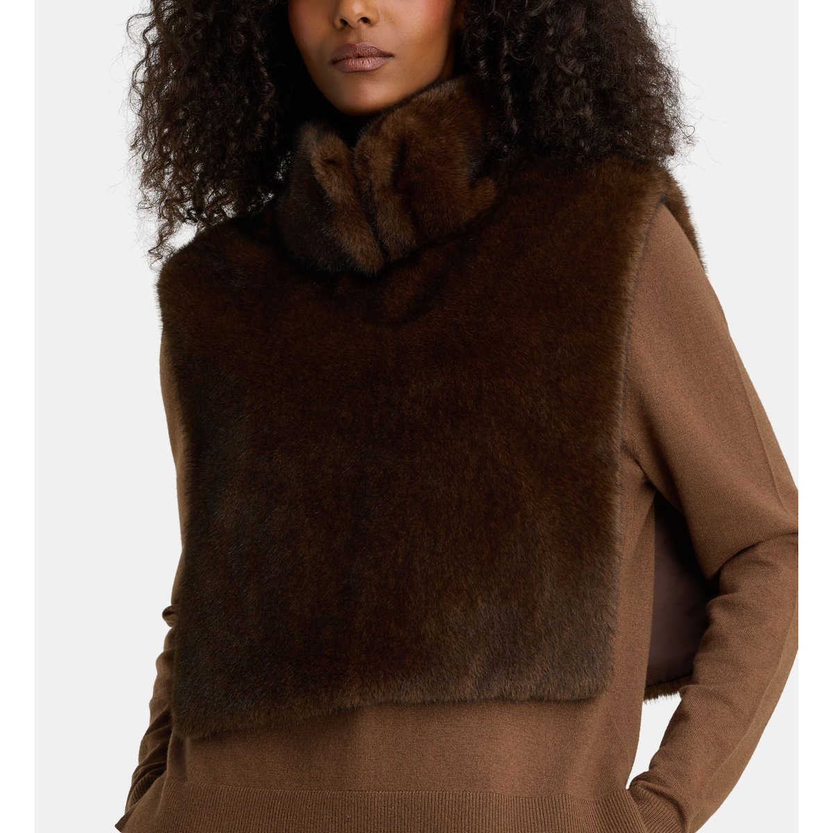 Col plastron hélène marron chocolat, GALERIES LAFAYETTE