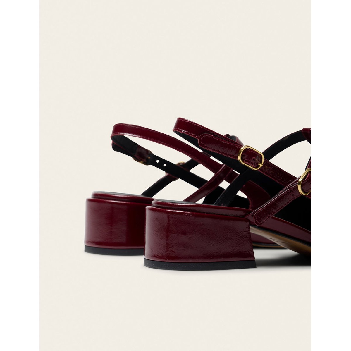 Escarpins RYLA cuir plissé verni bordeaux, ODAJE