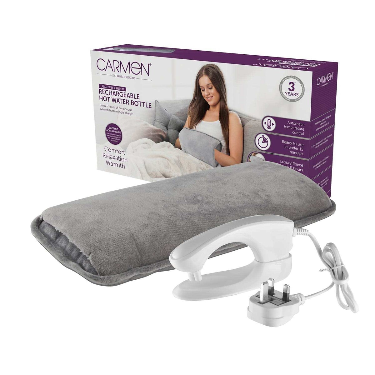 Spa Rechargeable Hot Water Bottle grey, CARMEN