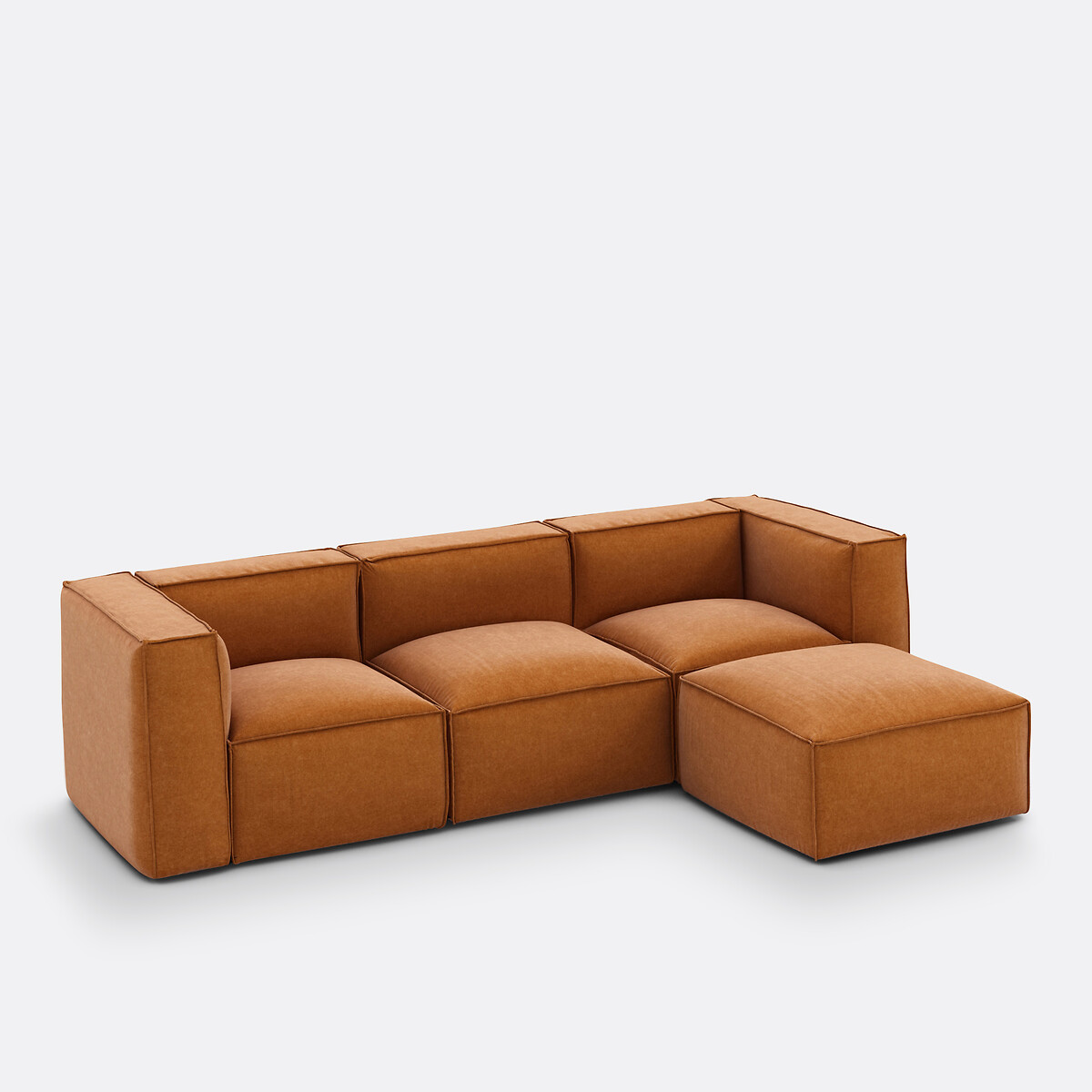 Elément chauffeuse pour canapé modulable, en velours texturé, SEVEN ocre, LA REDOUTE INTERIEURS
