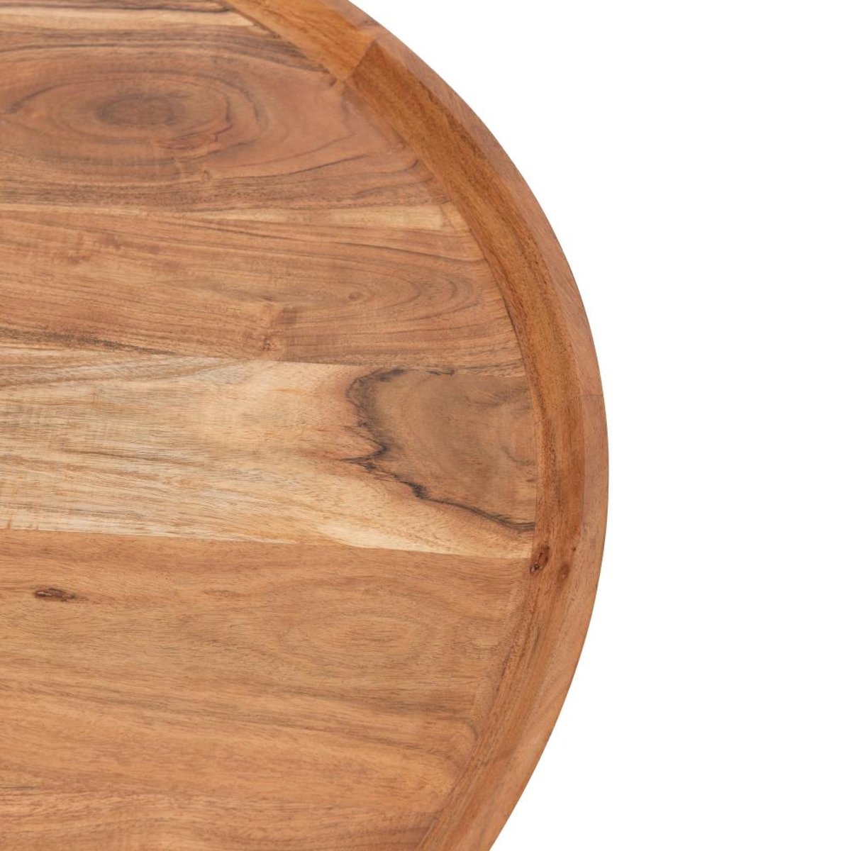 Table basse ronde en acacia et métal Ø80 cm Goutte marron, AMADEUS