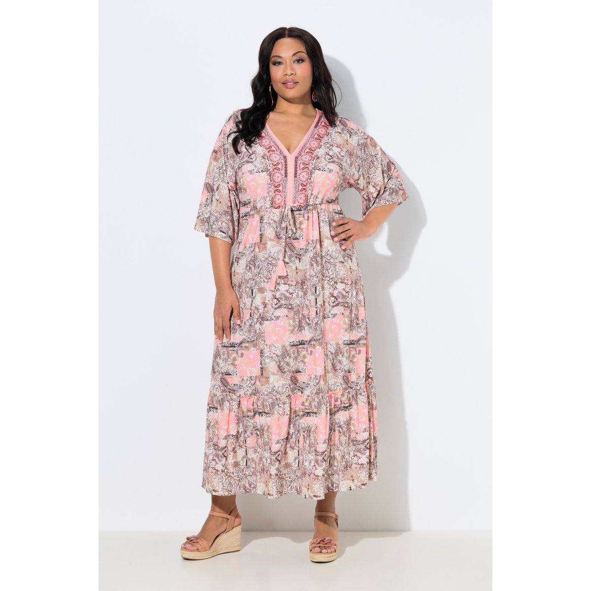 Robe maxi avec volant, coupe évasée jaune doux, ULLA POPKEN