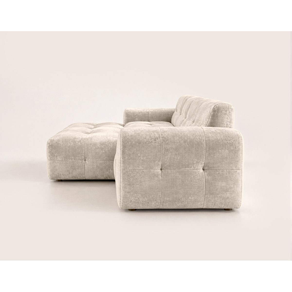 Canapé d'angle gauche en velours texturé, DIANE beige, BEST MOBILIER