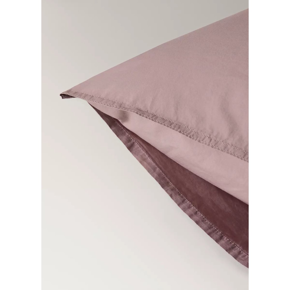 Deux taies d'oreiller double surpiqûre 300 fils coton 50x75 cm rose pâle, MANGO HOME