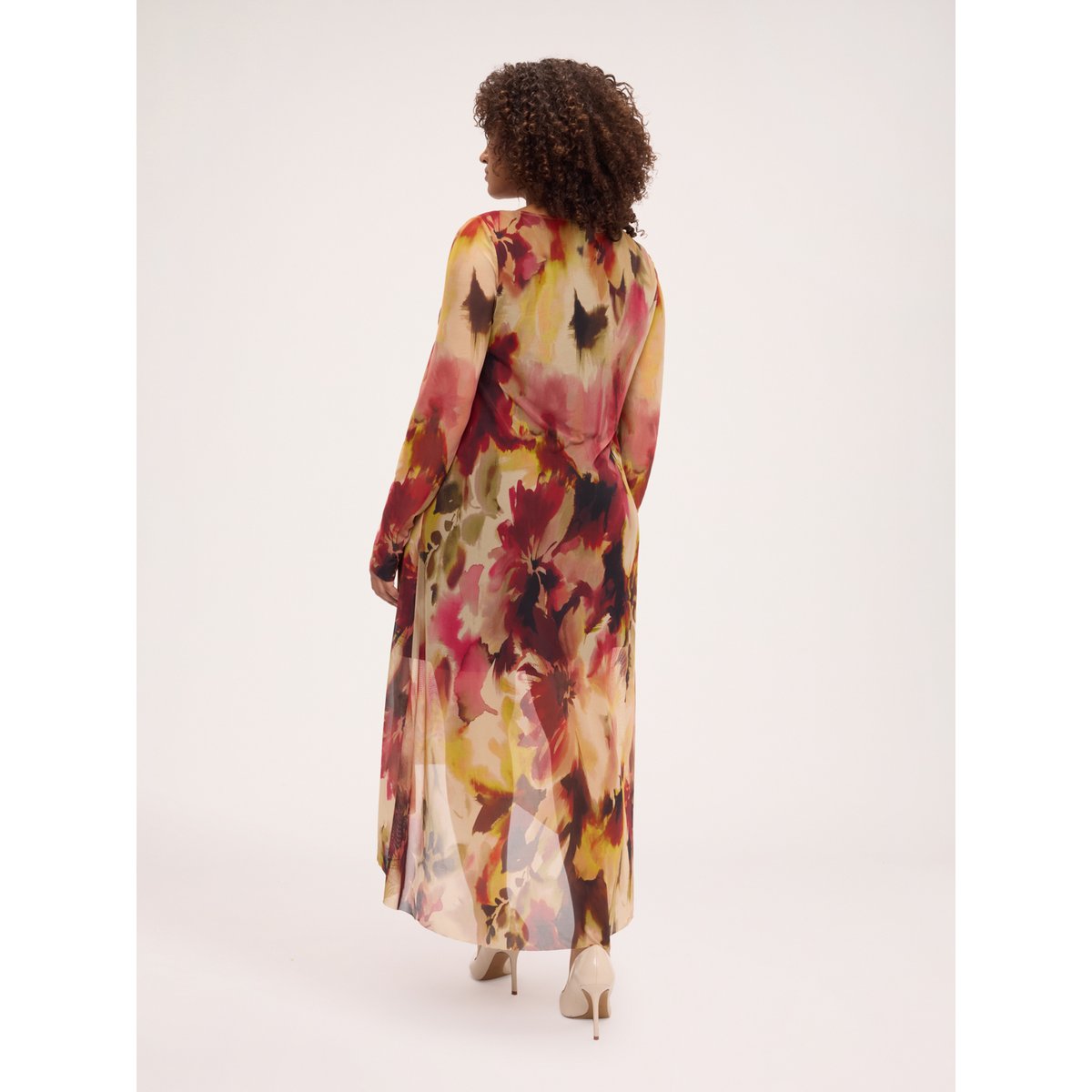Robe évasée avec imprimé beige, FIORELLA RUBINO