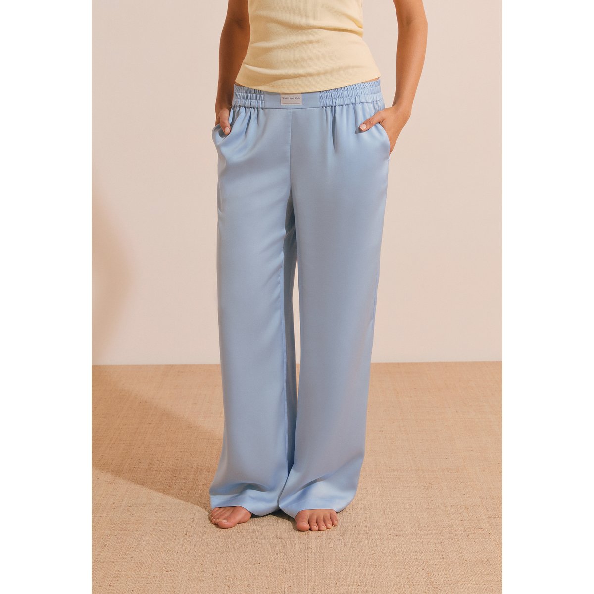 Pantalon de pyjama satiné BRUNE bleu ciel, ETAM