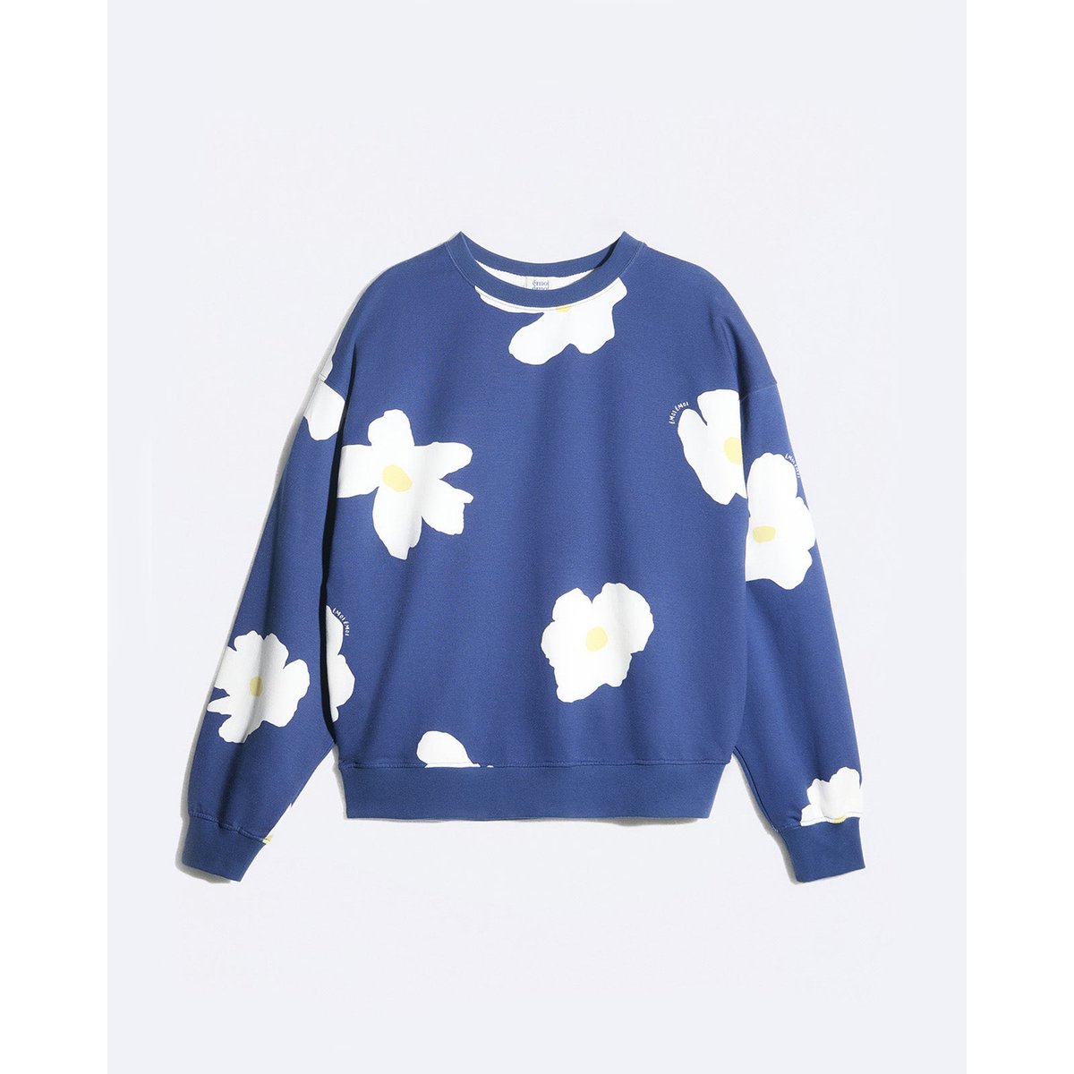 Sweat en coton bio imprimé fleuri bleu encre, EMOI EMOI
