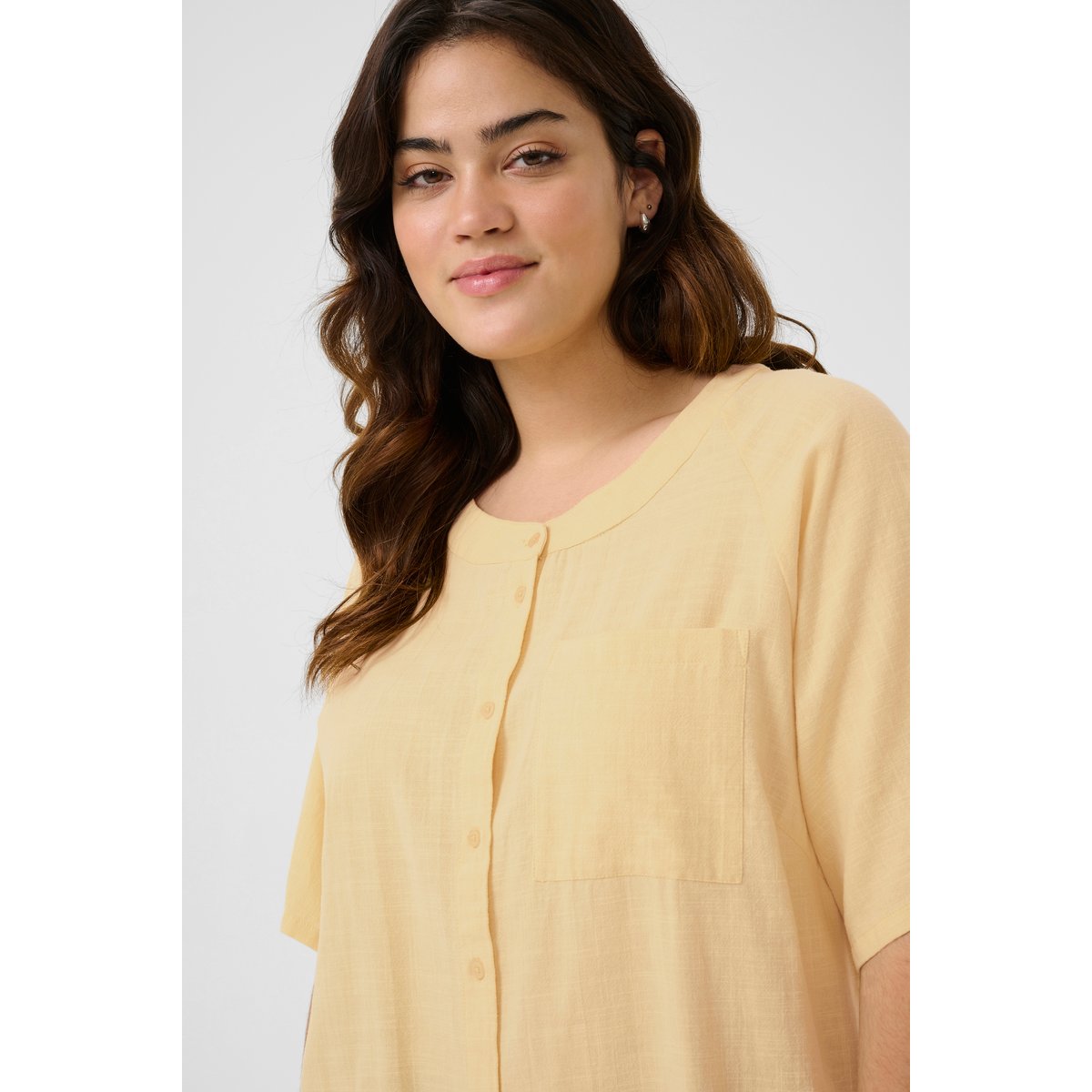 Long sleeved shirt jaune straw, KAFFE CURVE