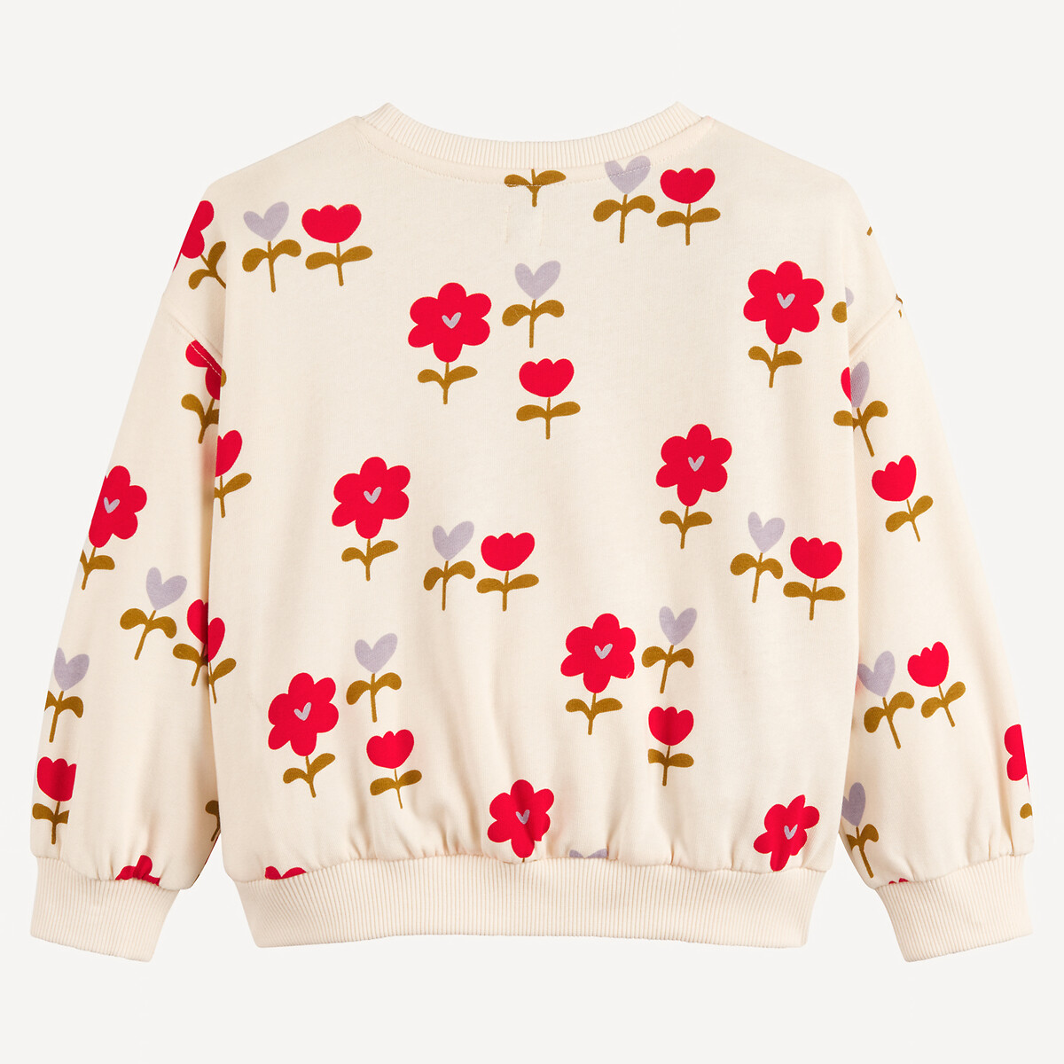 Sweat imprimé floral ecru/imprimé multicolore, LA REDOUTE COLLECTIONS