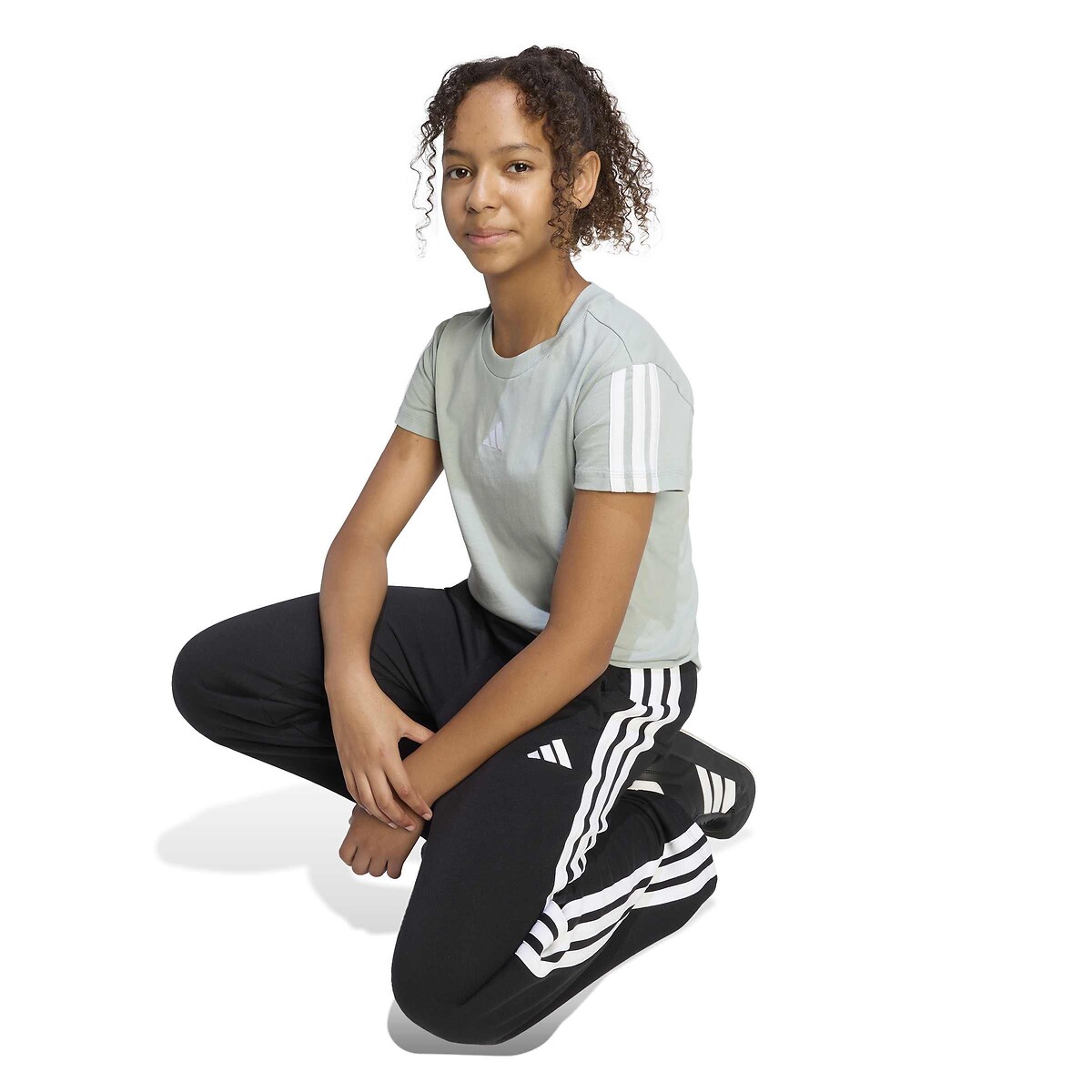 T-shirt a maniche corte 3 bande, ESSENTIALS grigio verde, ADIDAS SPORTSWEAR