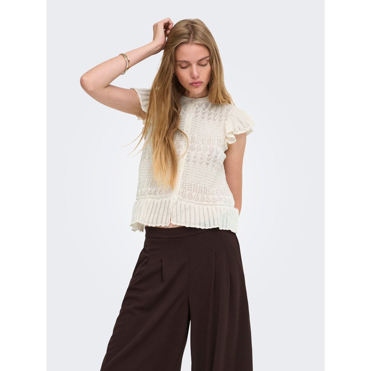 T-Shirt En Maille egret, ONLY