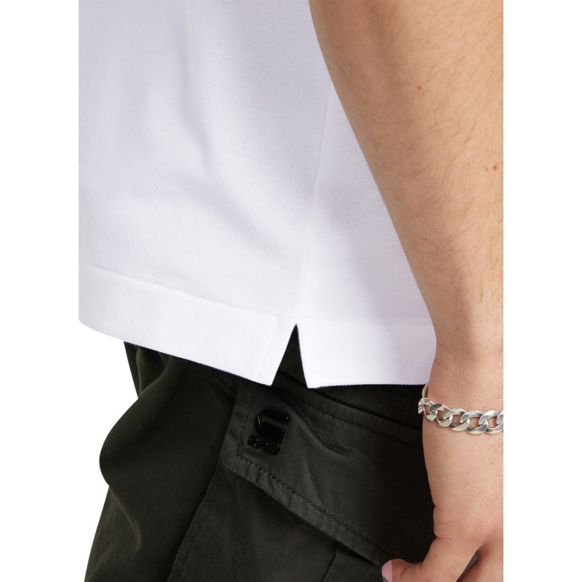 Polo en coton biologique rose uni avec une coupe droite et un col boutonné blanc, G-Star RAW