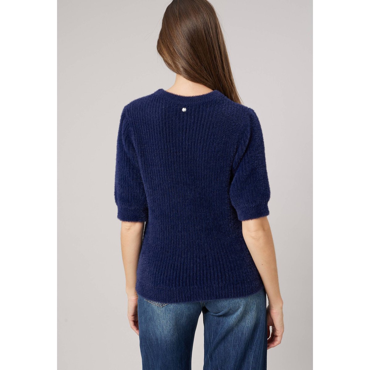 Pull femme en maille torsadée RENATA navy, DEELUXE