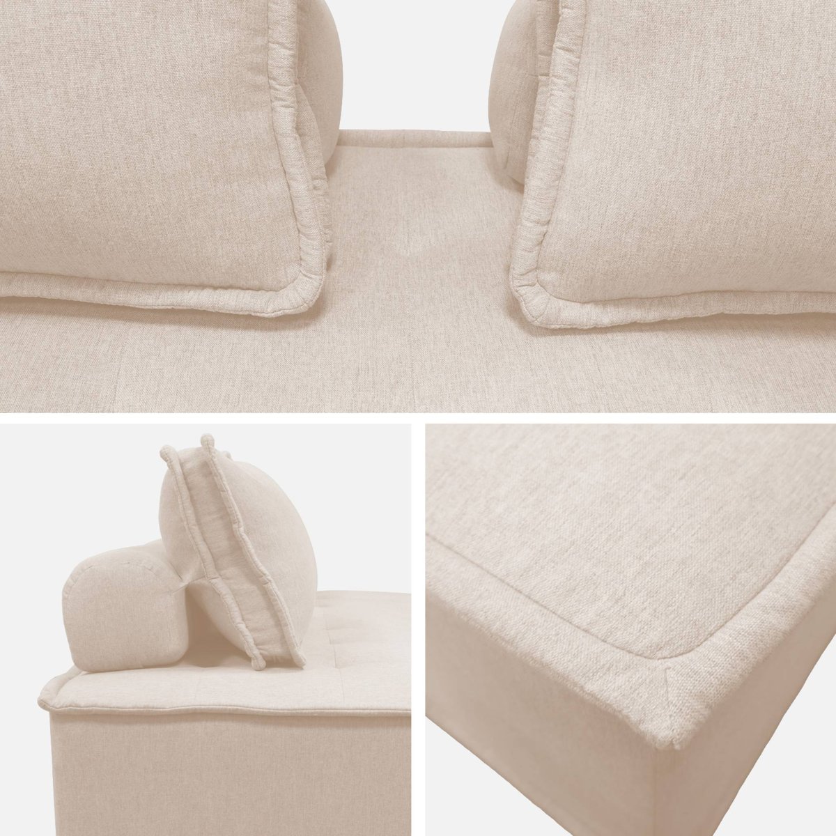 Chauffeuse pour canapé modulable 2 places tissu capitonné (lot de 2) DAO crème, SWEEEK