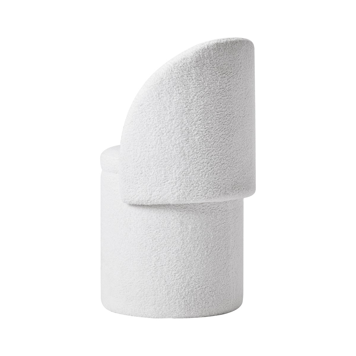 Pouf avec dossier et rangement, bouclette blanc cassé, NORDLYS