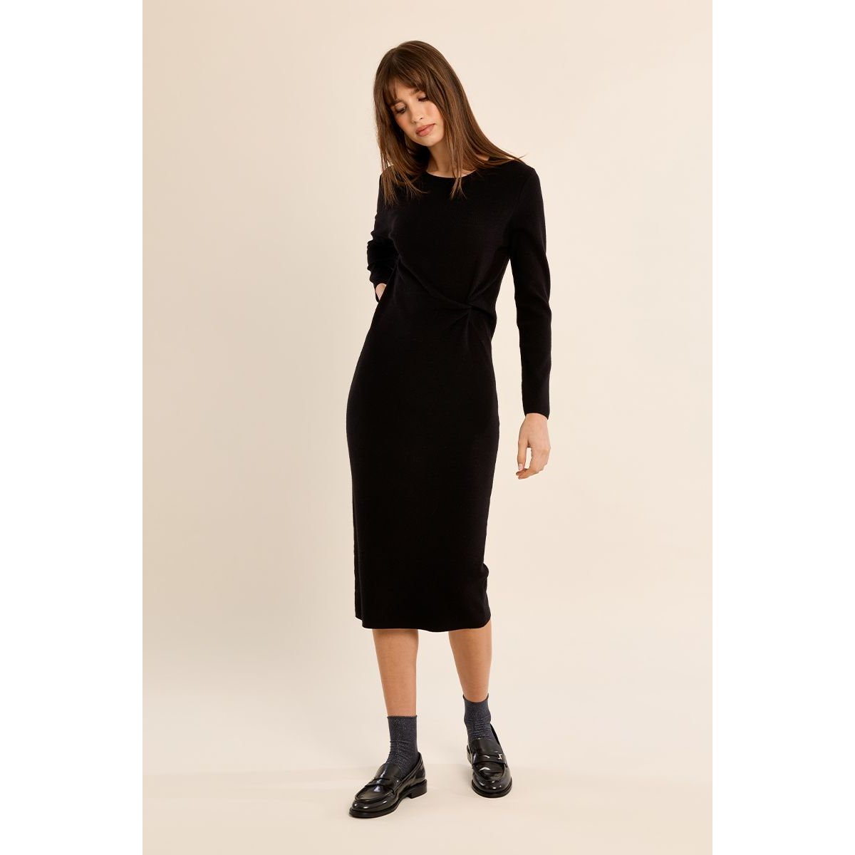 Robe longue, croisée noir, MOLLY BRACKEN