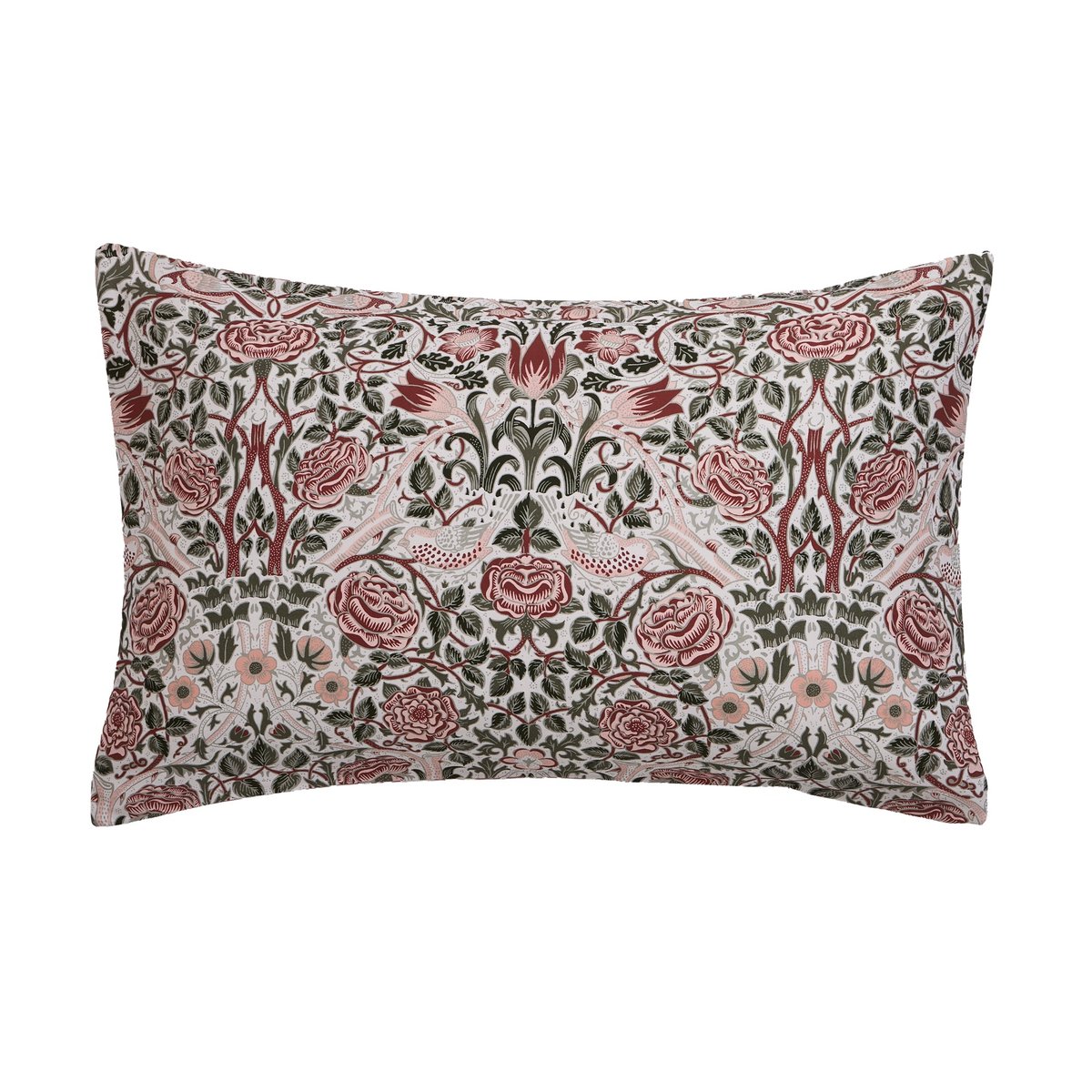 Parure de lit, housse de couette fleurie + 2 taies pour grand  lit 2 personnes Rosiers rose, vert, WILLIAM MORRIS AT HOME