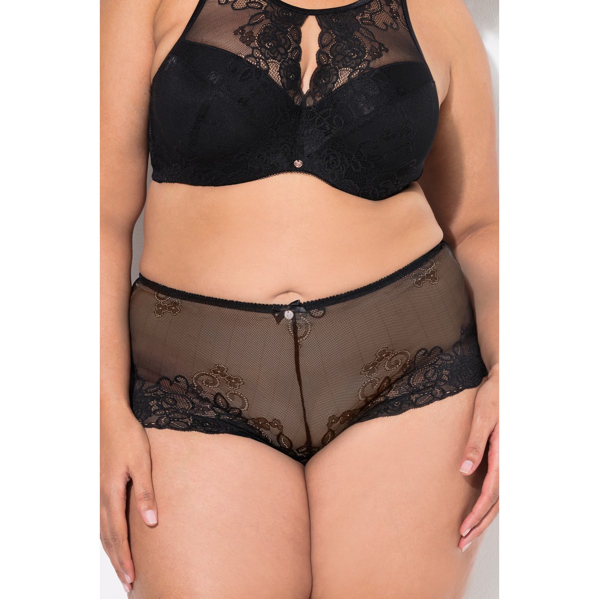 Shorty TruYou, mesh et dentelle noir, ULLA POPKEN