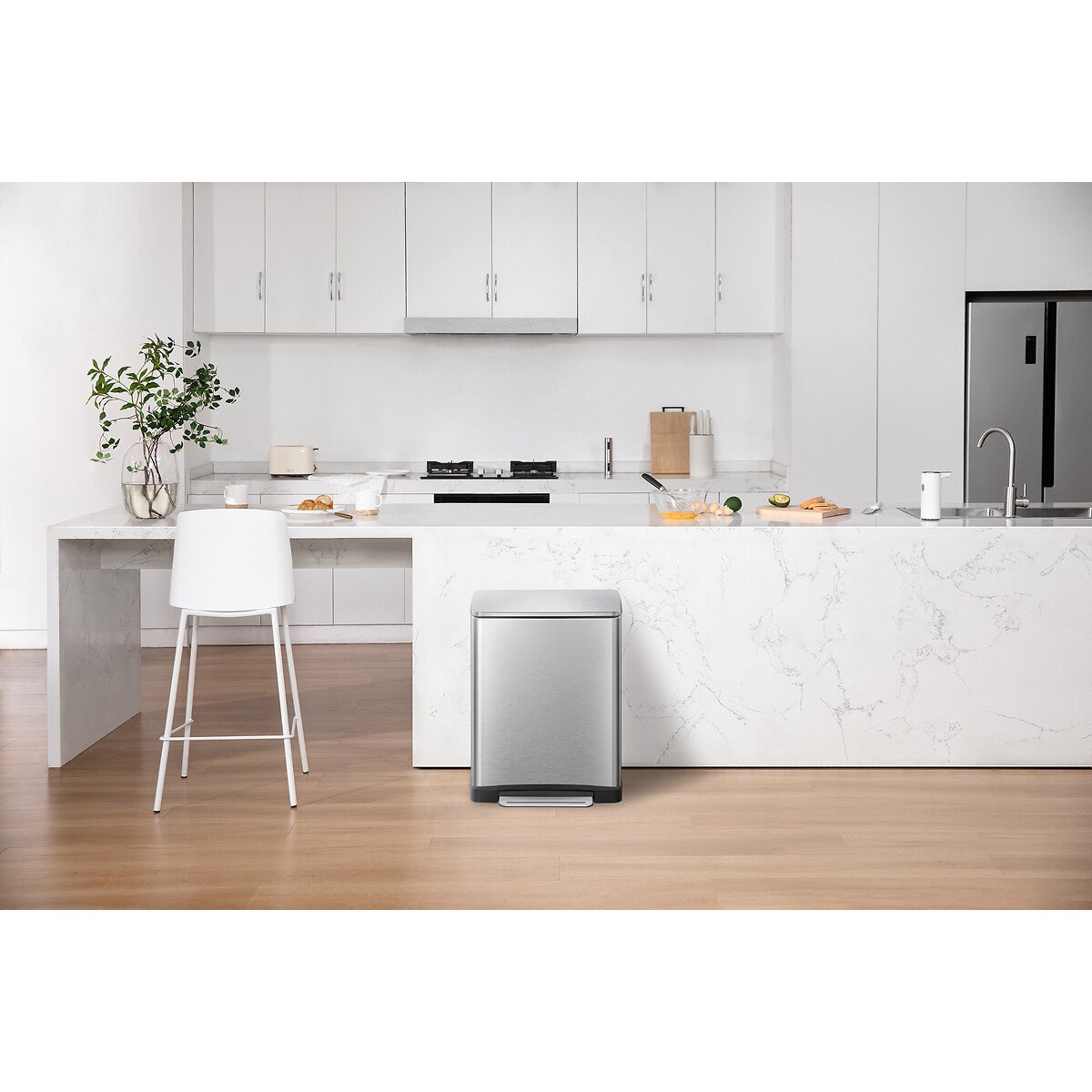 Balde de Pedal Recycle E-Cube 28+18L, EKO inox mate, EKO