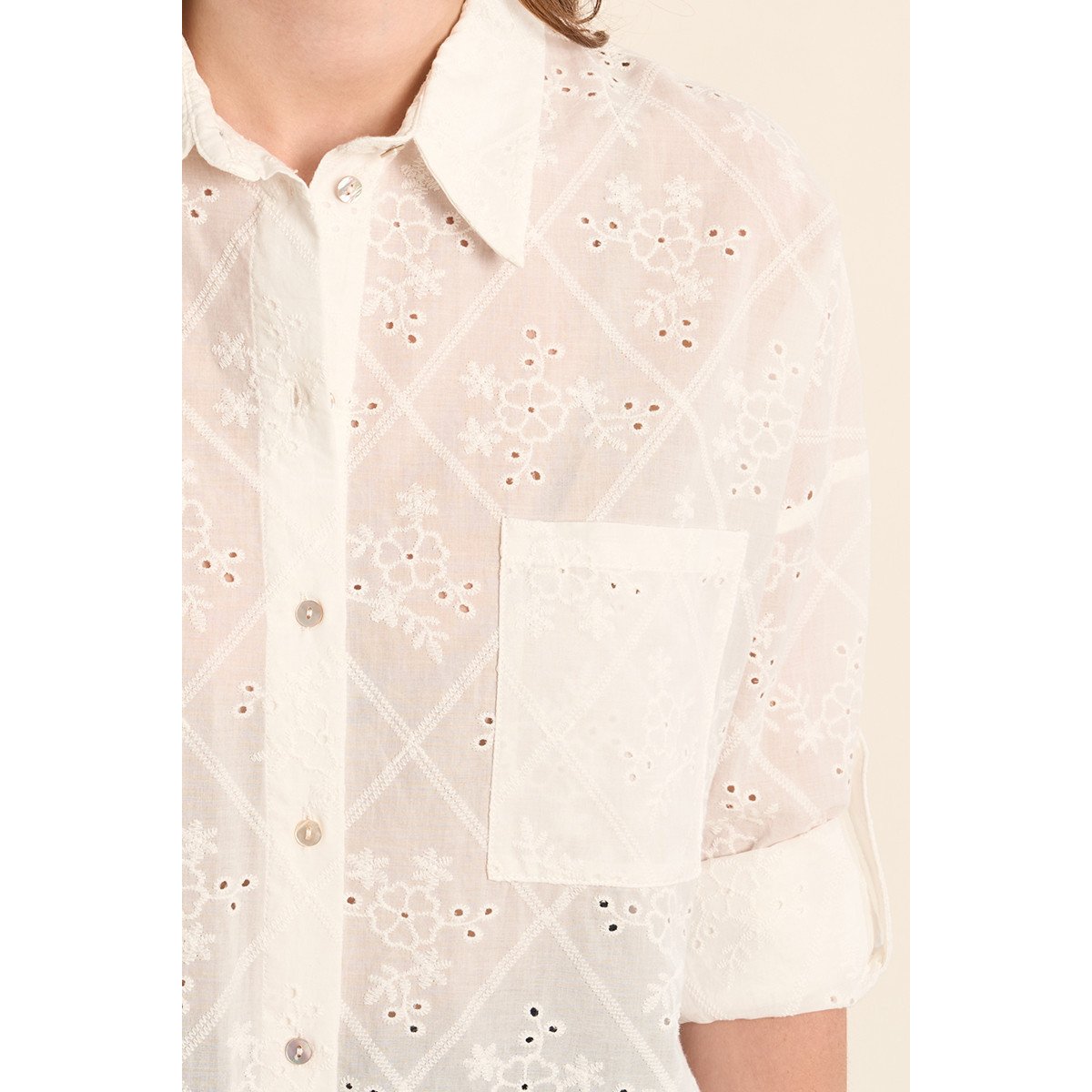 Chemise en coton, broderie anglaise offwhite, MOLLY BRACKEN