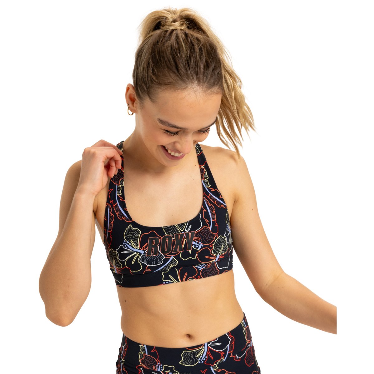 Haut de maillot de bain brassière. anthracite athletic hibiscus, ROXY