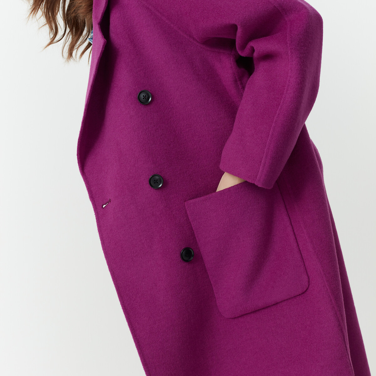 Manteau oversize, en laine mélangée, Signature MARTIAL rose, LA REDOUTE COLLECTIONS