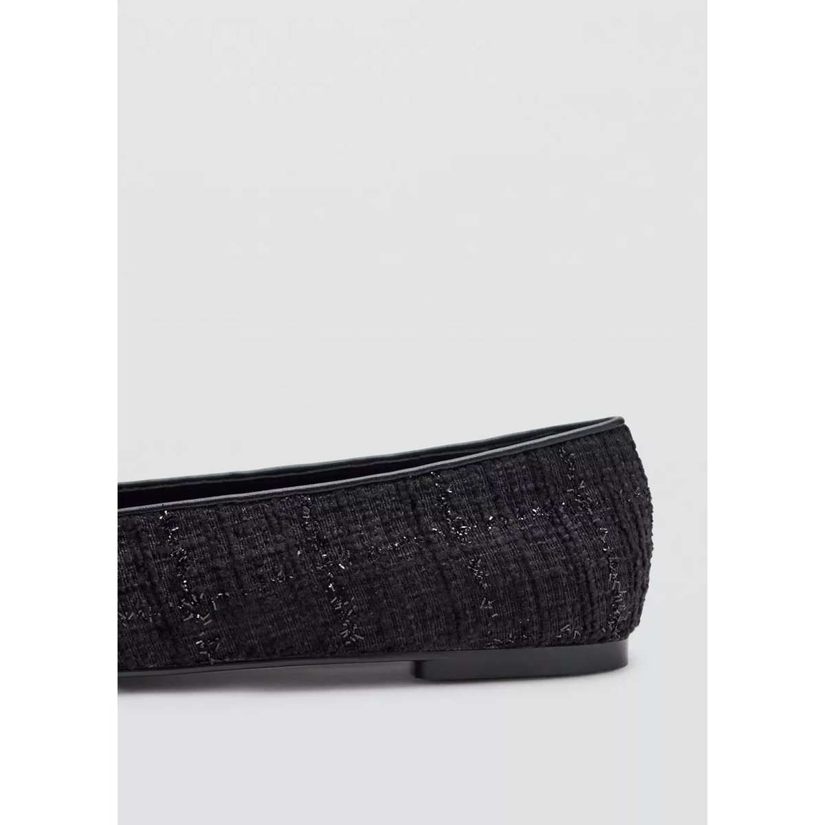 Ballerines en tweed avec détail métallique noir, MANGO