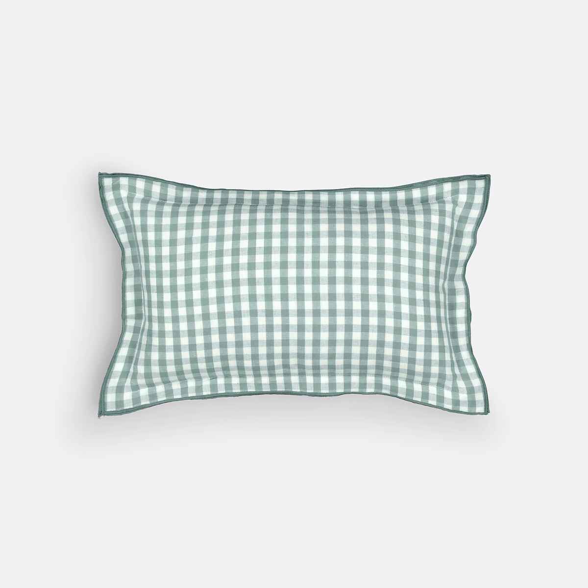 Cottage Cushion Cover in Gingham Check Cotton/Linen grey-green, LA REDOUTE INTERIEURS