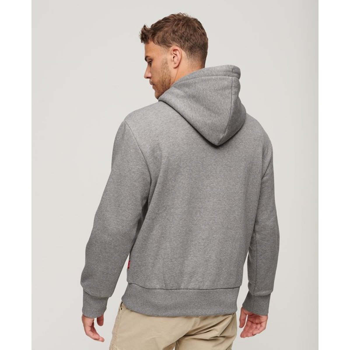 Sweat à capuche et motif Travel Postcard gris foncé moucheté chiné, SUPERDRY
