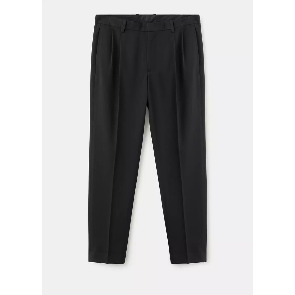 Pantalon regular-fit pinces noir, MANGO MAN