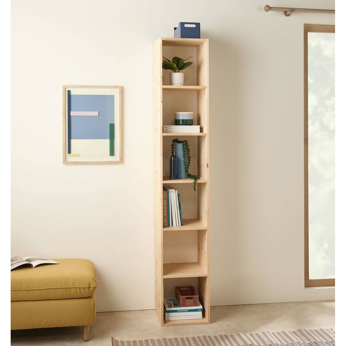 Etagère bois massif 6 cases - ELIO couleur unique, CAMIF
