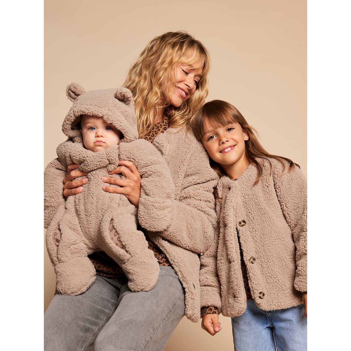 Veste sherpa doublée léopard collection capsule mère- taupe, ENVIE DE FRAISE