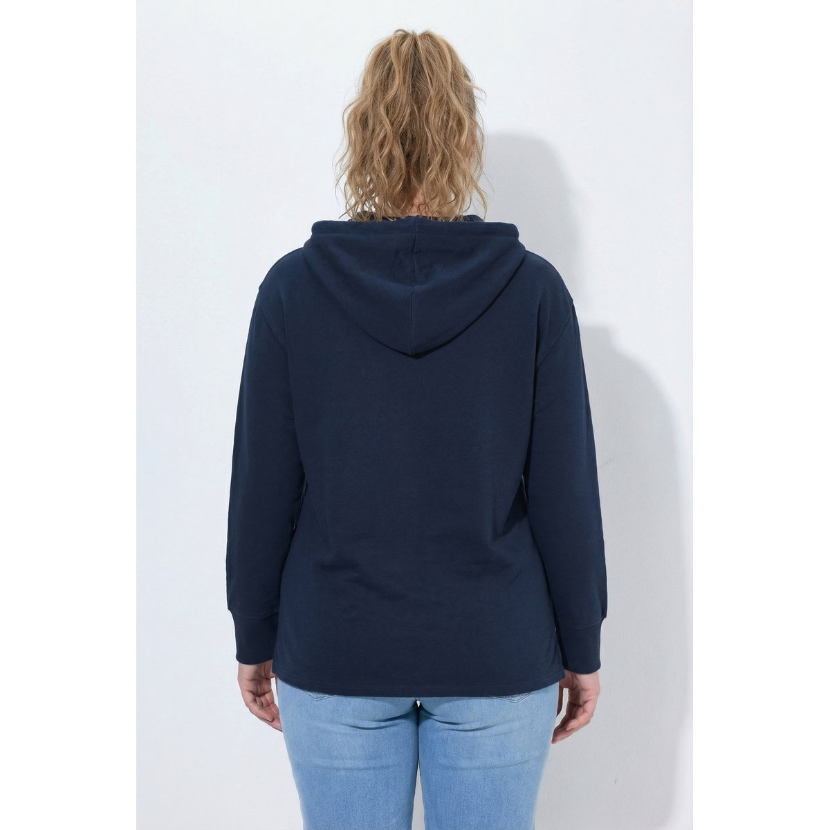 Sweat-shirt à capuche en coton bio marine, ULLA POPKEN