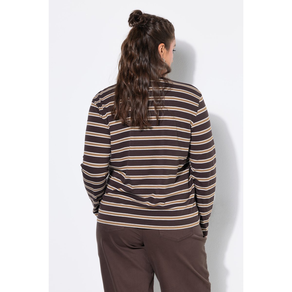 T-shirt à manches longues, coupe classique marron pin, STUDIO UNTOLD