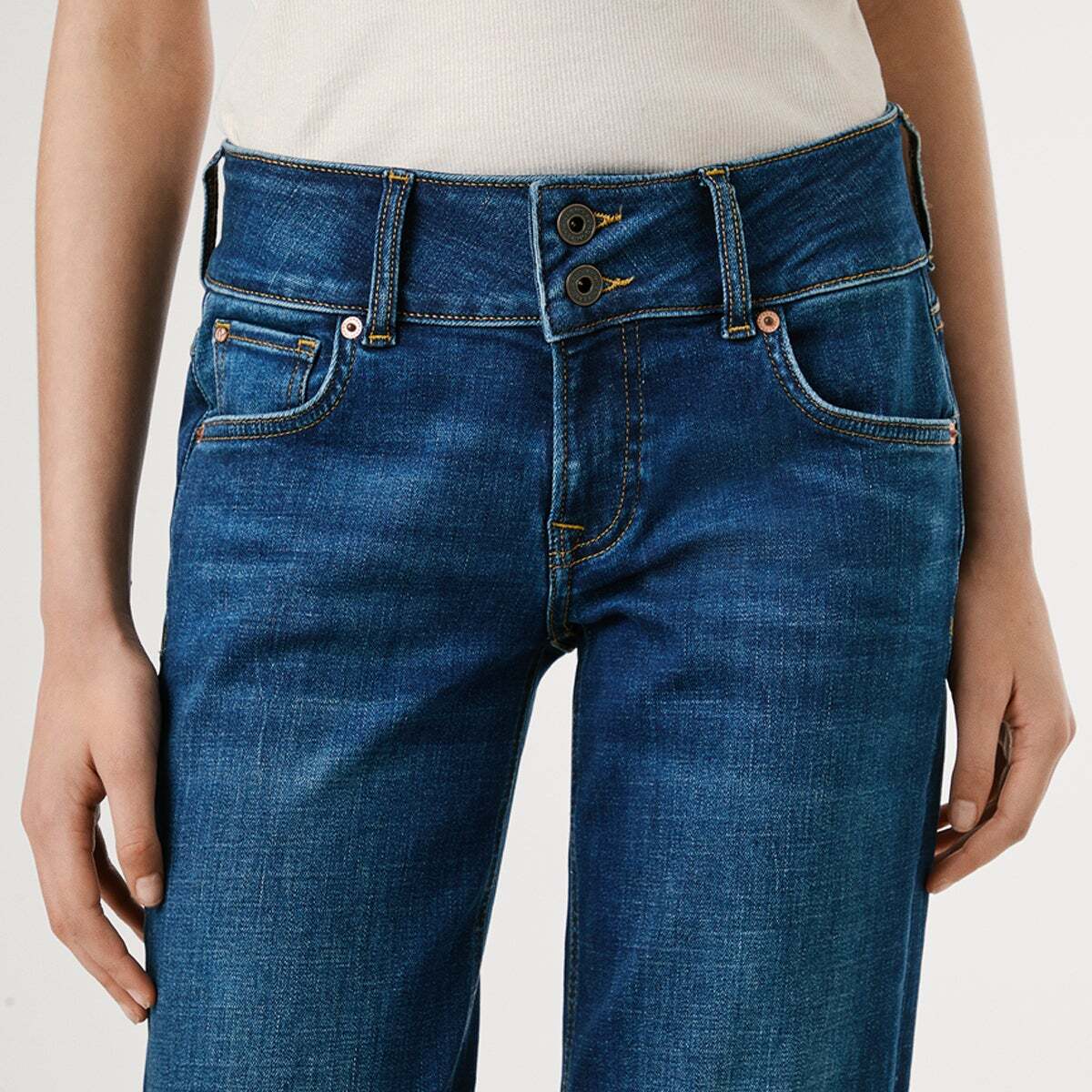 Jean Coupe Regular, Taille Basse - Venus faded pepe blue powerflex, PEPE JEANS