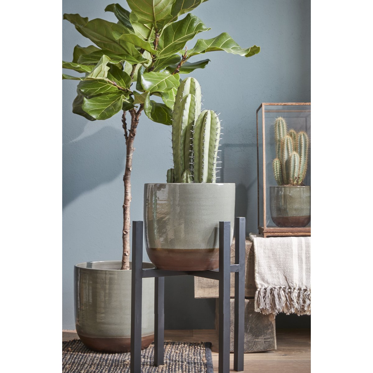Support pour plantes H50 cm ASCOT XL noir, MICA DECORATIONS