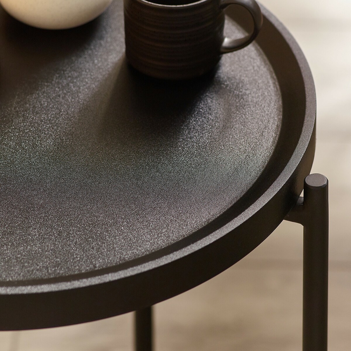 Sarina Metal Round Coffee and Lamp Table Set black, SO'HOME