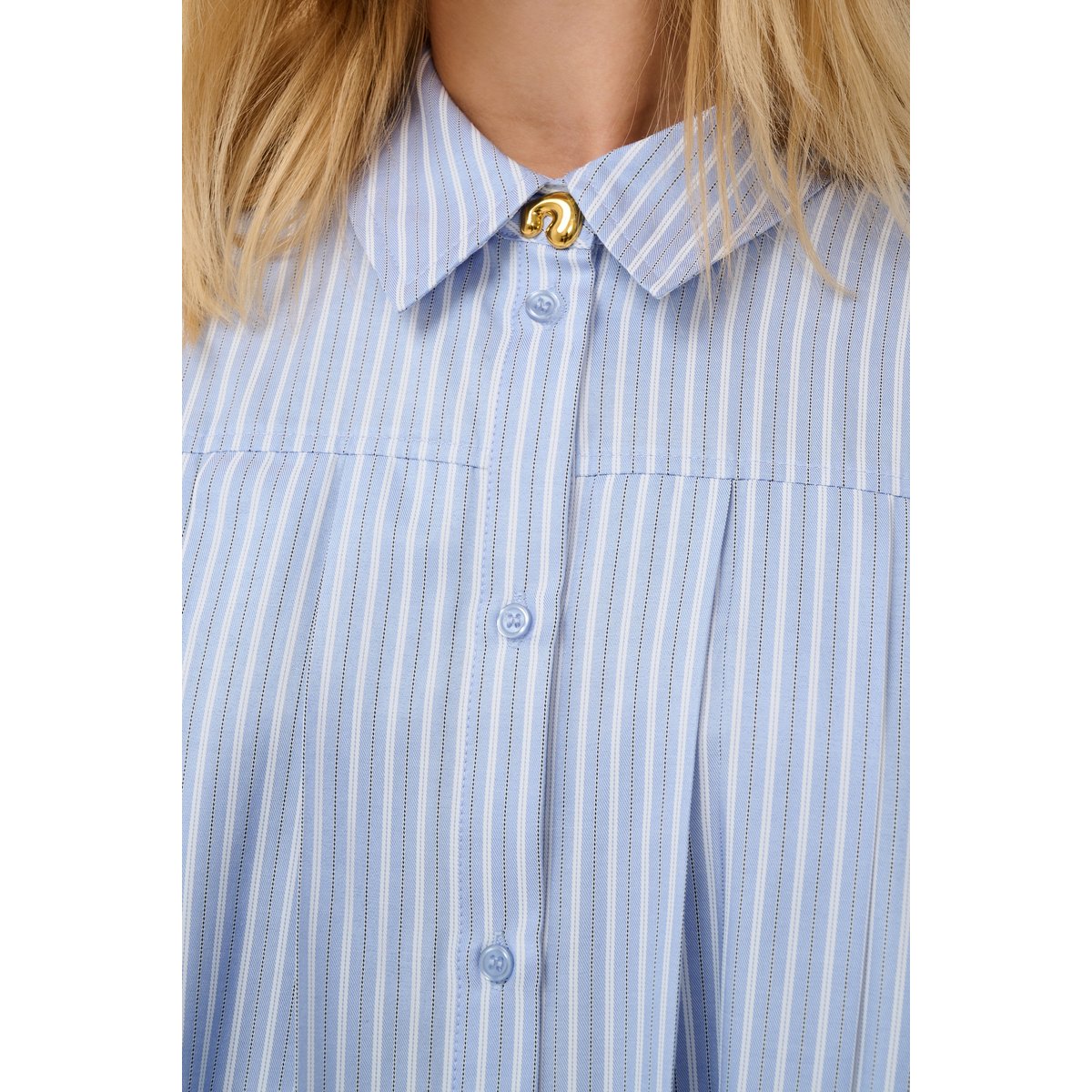 Chemise à manches longues bleu/blanc rayures, CULTURE