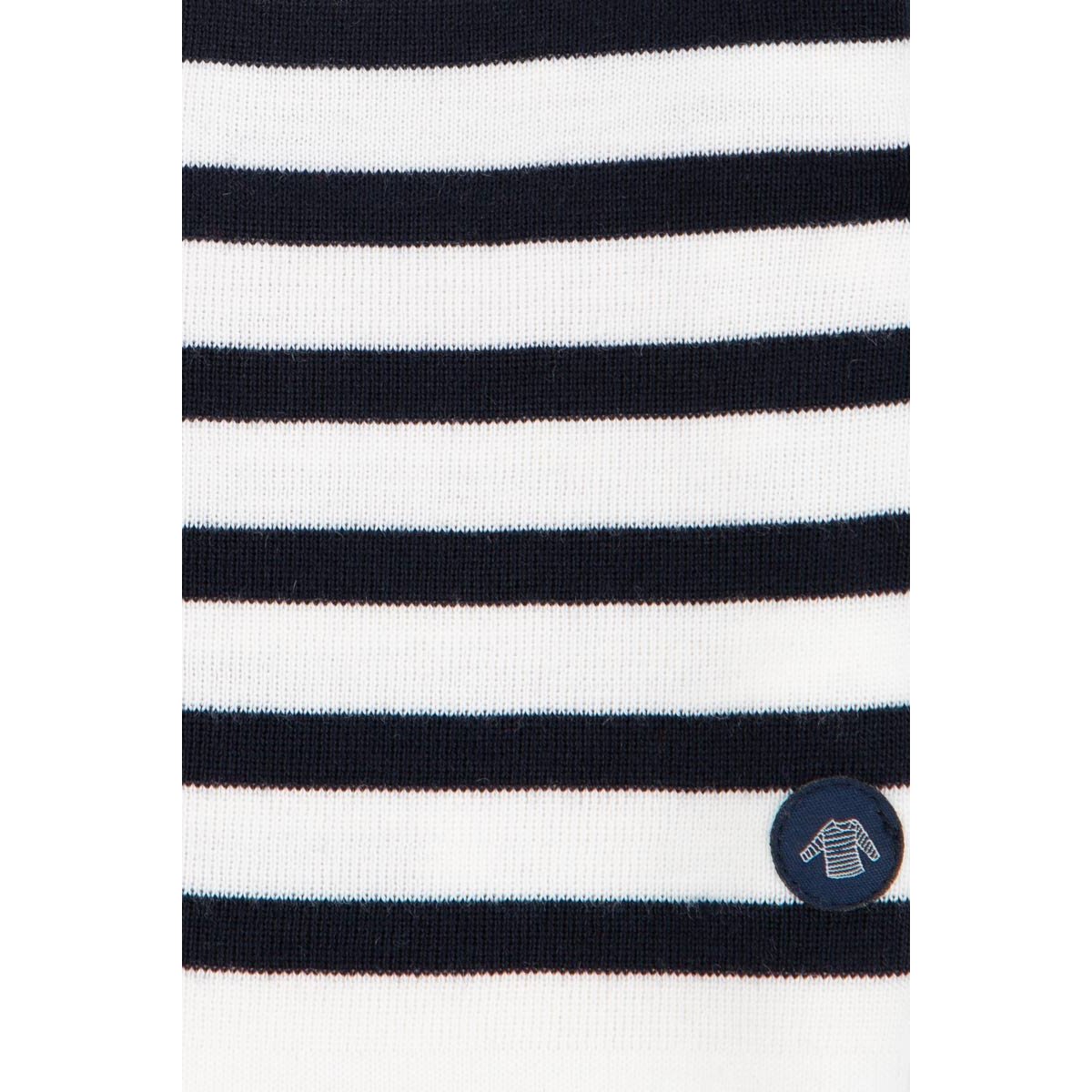 Pull marin en laine Mérinos BRIAC BABY nature/navire, ARMOR-LUX