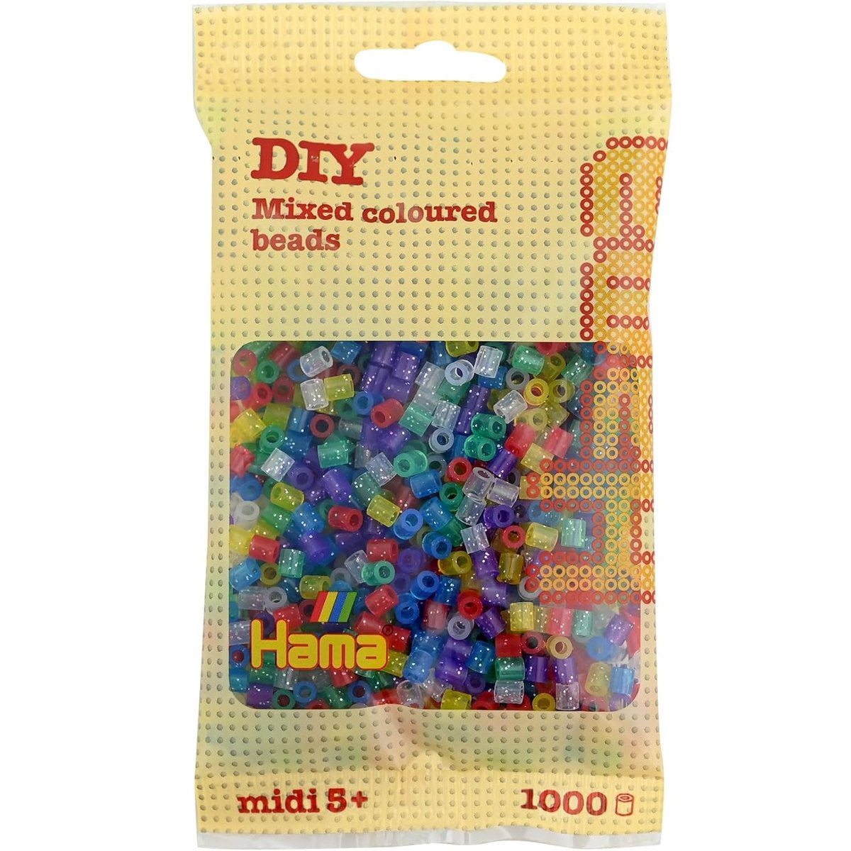 Sachet 1000 perles plastique Midi paillettes rouge, HAMA