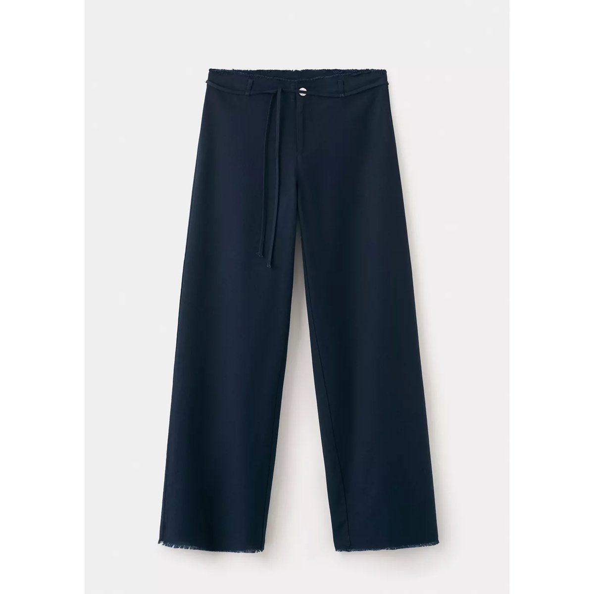 Pantalon droit détails effilochés bleu marine, MANGO TEEN