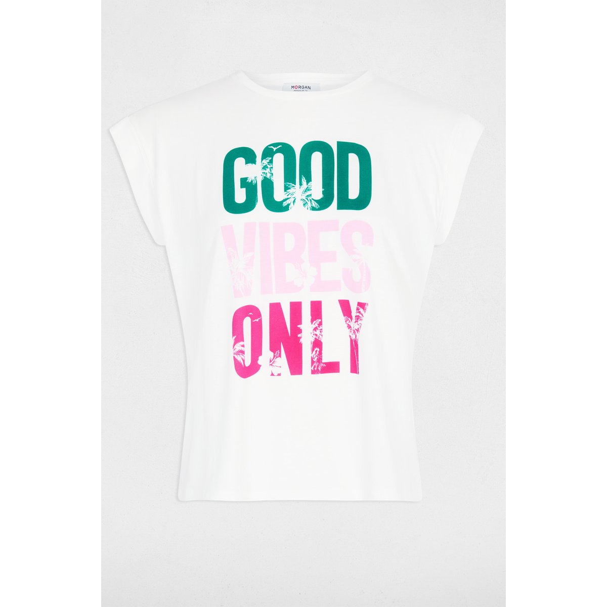 T-shirt manches courtes blanc, MORGAN