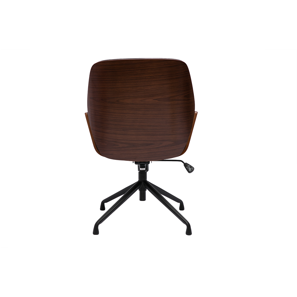 Chaise de bureau design pivotante 360° blanche, bois clair et métal chromé MARLOW noyer / noir, MILIBOO