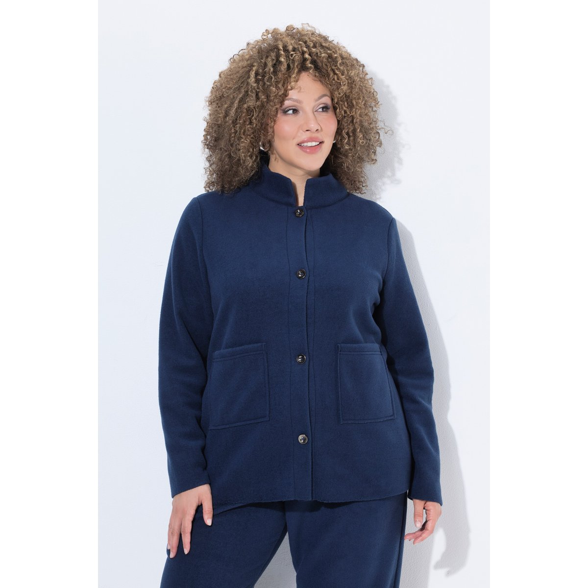 Veste en polaire, col montant marine, ULLA POPKEN