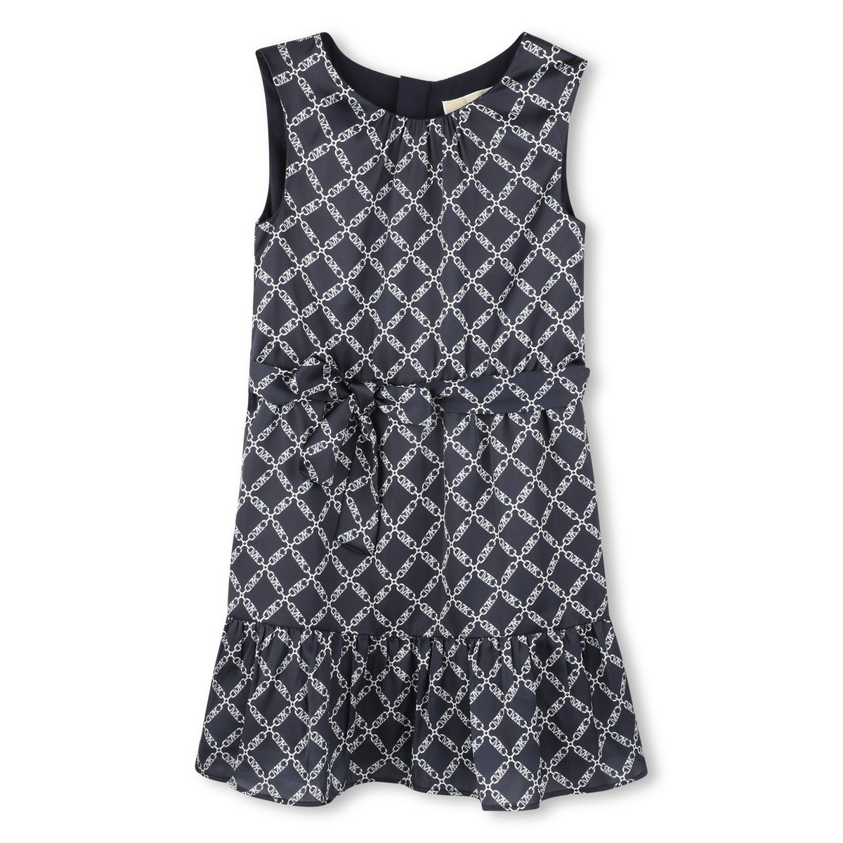 Robe sans manche en satin marine blanc, MICHAEL KORS