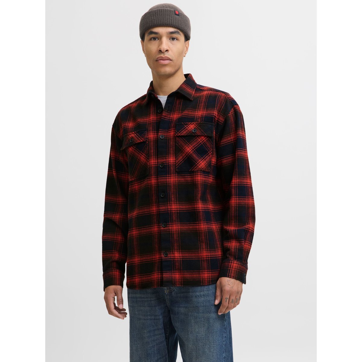 Surchemise pompeian red 1, JACK & JONES