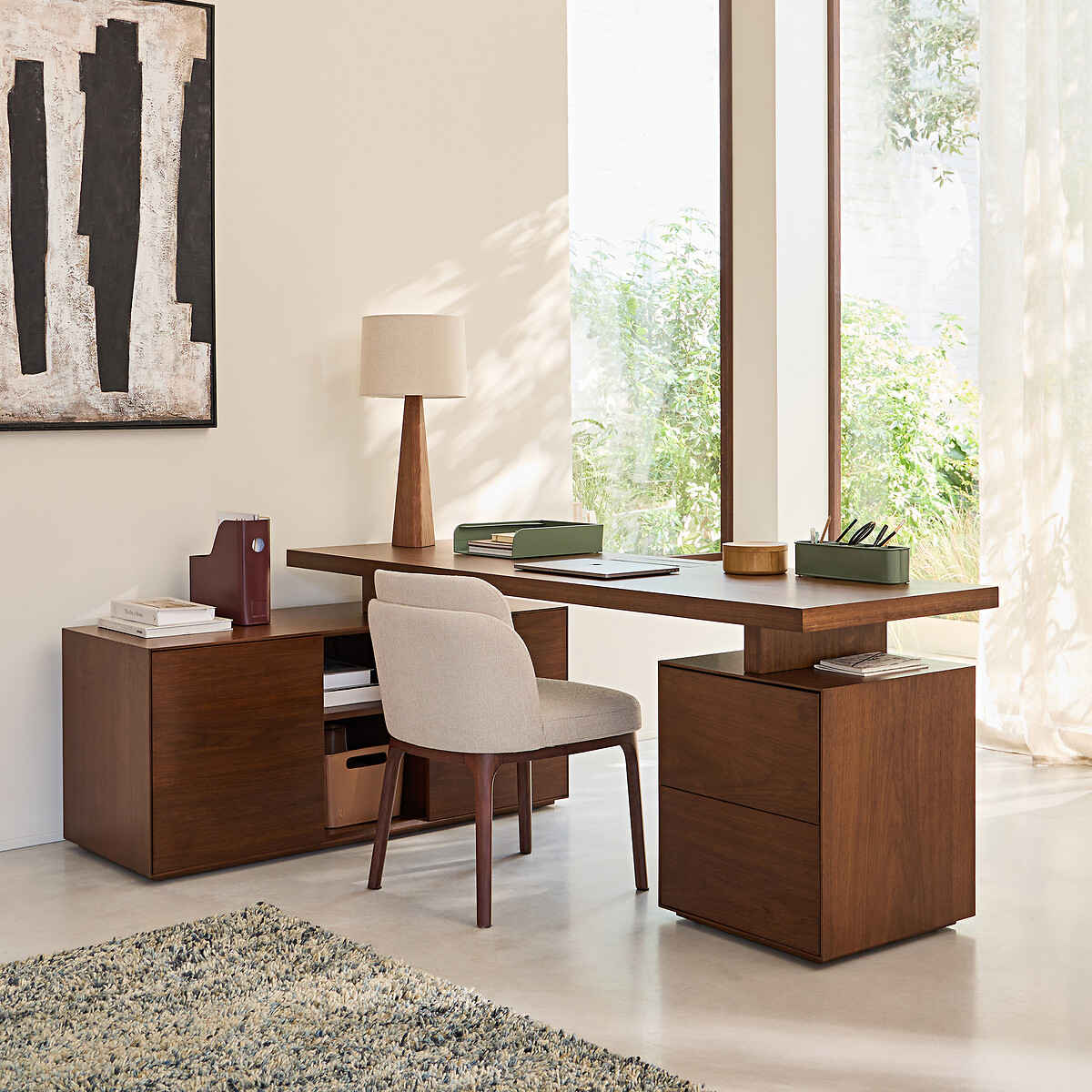 Plateau de bureau en plaqué noyer, largeur 200 cm, MIKUBE noyer, AM.PM